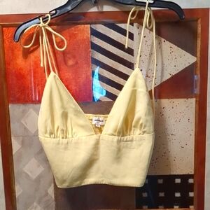 Superdown Yellow Camisole with Tie Front and Backless Design